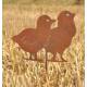 Poussins sur Pic Silhouette de Jardin Plaque Décorative en Acier Oxydé 1,1x19,5x27cm
