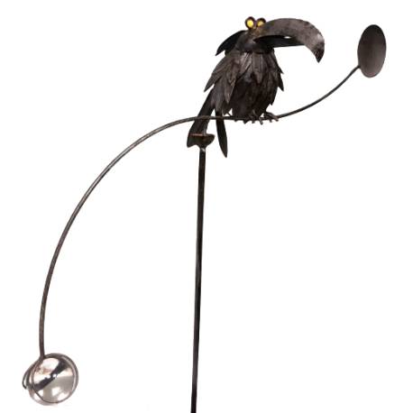 Tuteur Tige pour Plantes Motifs Oiseaux ou Mobile de Jardin Rotatif à Planter en Fer Patiné Marron 82x82x144cm