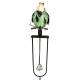 Mobile de Jardin Rotatif à Planter ou Tuteur pour Plantes Motifs Oiseaux Perchés en Fer et Verre Patiné Multicolore 13x28x150cm