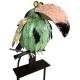 Mobile de Jardin Rotatif à Planter ou Tuteur pour Plantes Motifs Oiseaux Perchés en Fer et Verre Patiné Multicolore 13x28x150cm