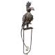 Mobile de Jardin Rotatif à Planter ou Tuteur pour Plantes Motifs Oiseaux Perchés en Fer et Verre Patiné Marron 12x12x156cm