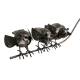 Tuteur Tige pour Plantes Motifs Trio d'Oiseaux ou Mobile de Jardin Rotatif à Planter en Verre et Fer Patiné Marron 6,5x56x136cm