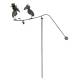 Tuteur Tige pour Plantes Motifs Corbeaux Mobile de Jardin Rotatif à Planter en Fer Patiné Gris 11,5x74x130cm