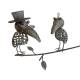 Tuteur Tige pour Plantes Motifs Corbeaux Mobile de Jardin Rotatif à Planter en Fer Patiné Gris 11,5x74x130cm