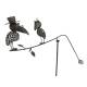 Tuteur Tige pour Plantes Motifs Corbeaux Mobile de Jardin Rotatif à Planter en Fer Patiné Gris 11,5x74x130cm