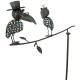 Tuteur Tige pour Plantes Motifs Corbeaux Mobile de Jardin Rotatif à Planter en Fer Patiné Gris 11,5x74x130cm