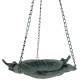 Bain à Oiseaux à Suspendre ou Mangeoire à Oiseaux Forme de Fleur Coupelle en Métal Gris Vert 24,5x24,5x52cm