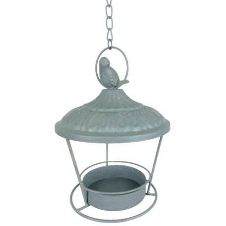 Nichoir à Oiseaux ou Maisonnette à Oisillons à Suspendre en Fer Patiné Gris 17,5x17,5x73,5cm