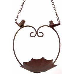 Pic à Pomme Ou Boule De Graisse Pour Oiseaux En Fonte Marron - Mangeoire Décorative Pour Jardin Ou Balcon
