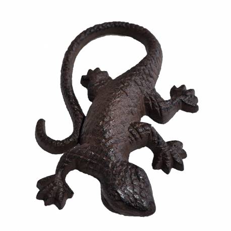 Statuette Salamandre Animal Décoratif à Poser en Fonte Patinée Marron 3x13x20cm