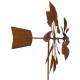 Eolienne Moulin à Vent Double Hélices Mobile Décoration de Jardin en Acier Brut Oxydé 48x52x216cm
