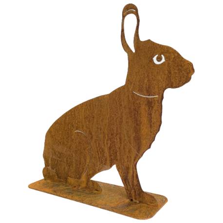 Silhouette à Poser Lapin Décoration de Jardin en Acier Oxydé 10x35x36cm