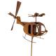 Mobile Jardin Eolienne sur Tige Motif Hélicoptère Décoration Animée en Acier Oxydé 20x78x192cm