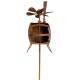 Mobile Jardin Eolienne sur Tige Motif Hélicoptère Décoration Animée en Acier Oxydé 20x78x192cm