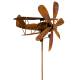 Mobile Jardin Eolienne sur Tige Motif Avion Décoration Animée en Acier Oxydé 46x56x168cm