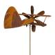 Mobile Jardin Eolienne sur Tige Motif Avion Décoration Animée en Acier Oxydé 46x56x168cm
