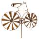 Mobile Jardin Eolienne sur Tige Motif Vélo Décoration Animée en Acier Oxydé 6,5x60x176cm