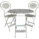 Salon de Jardin 2 Personnes Salon de Thé Bistrot 1 Table 2 Chaises Pliables en Fonte Grise
