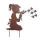 Plaque Décorative à Piquer Silhouette d'une Jeune Fille Décoration de Jardin en Métal Oxydé 1x71x77cm