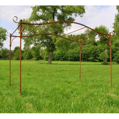 Grande Tonnelle Rectangulaire Gloriette de Jardin en Acier Brut Oxydé 193x200x300cm