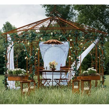 Prestigieuse Gloriette Flore Kiosque Manège en Acier Burt Oxydé 350x372x372cm