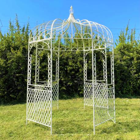 Tonnelle Joséphine Pergola Gloriette en Métal Blanc Abris Kiosque de Jardin Octogonal 196x196x314cm