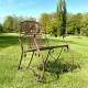 Rocking Chair Louisiane Marron Chaise Fauteuil de Jardin à Bascule Intérieur Extérieur en Métal Patiné 60x80x89cm