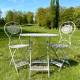 Salon de Jardin 2 Personnes Salon de Thé Bistrot 1 Table 2 Chaises Pliables en Fonte Grise