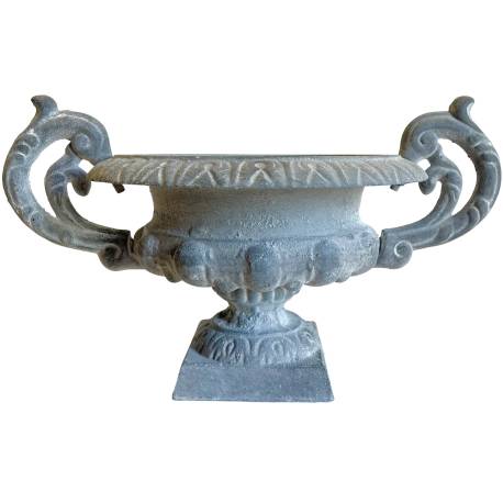 Vase Vasque Chambord Jardinière de Pilier Pot de Fleur Décoratif en Fonte Grise 17,5x20,5x30cm