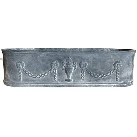 Jardinière de Balcon ou Fenêtre Balconnière Vasque Longue Bac en Fonte Grise 15x21x60cm