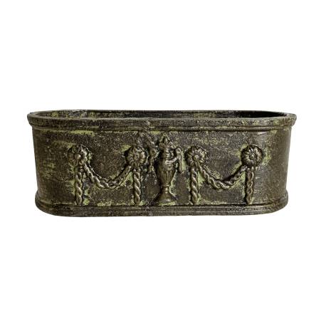 Jardiniere de Balcon ou Fenêtre Balconnière Vasque Bac en Fonte Vert Anglais 12x15,5x36cm