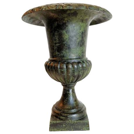 Grand Vase XXL Vasque Jardiniere en Fonte Vert Anglais Style Medicis Pot de Fleur 58x58x75cm
