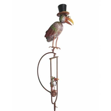 Mobile De Jardin à 2 Corbeaux Tuteur à Balancier en Métal 10x26x153cm