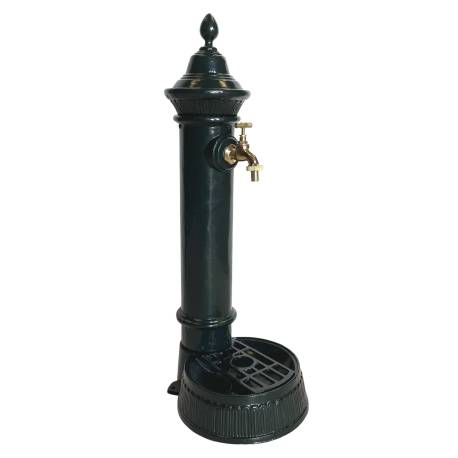 Fontaine à Poser Source en Fonte d'Aluminium Patinée Vert Anglais avec Robinet Fonctionnel en Laiton 26x35x72cm