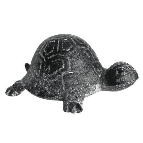 Tortue Cache Clés Sculpture Statuette Décoration Cache Clefs en Fonte Patinée Grise 6x8,50x12cm
