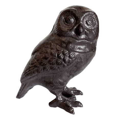 Hibou Chouette Statue Statuette Sculpture Oiseau en Fonte Patinée Marron 9x15x16cm