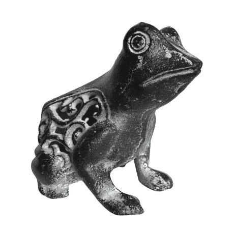 Grenouille à Poser Décoration Animale Statuette Sculpture en Fonte Patinée Grise 8,50x10x11cm