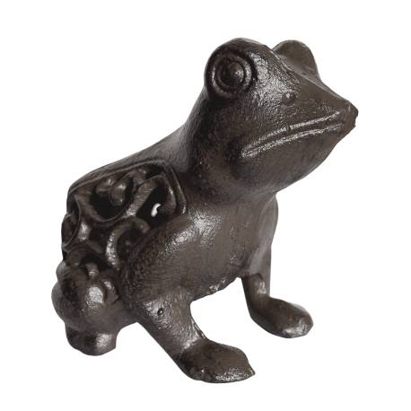 Grenouille à Poser Décoration Animale Statuette Sculpture en Fonte Patinée Marron 8,50x10x11cm