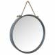 Miroir Mural Acier avec Corde Glace Ronde à Suspendre Effet Zinc 4x40x52,5cm