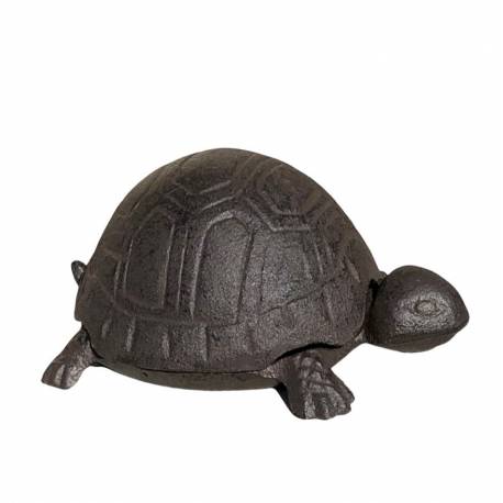 Tortue Cache Clé Fonte Statuette à Poser Marron Statuette de Jardin 6x8x15cm