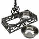 Gamelle Chien-Chat Double Abreuvoir sur Pied en Fonte Marron et Inox 22x41,5x60cm