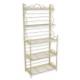 Boulangère Pliable Etagère de Rangement Présentoir Intérieur et Extérieur à 4 Etages en Fer Patiné Blanc 33,5x66x149cm