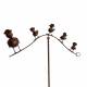 Tuteur Tige pour Plantes Motifs Oiseaux Mobile de Jardin Rotatif à Planter en Métal Patiné Marron et Verre 13x69x162cm
