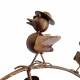 Tuteur Tige pour Plantes Motifs Oiseaux Mobile de Jardin Rotatif à Planter en Métal Patiné Marron et Verre 13x69x162cm