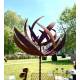 Sublime Eolienne Fleur Tuteur Mobile de Jardin en Acier Brut Oxydé 50x50x220cm