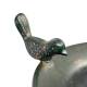 Bain Oiseau sur Pic Bénitier Rond Métal Patiné Vert Mangeoire à Oiseaux à Planter Motif Floral 17x19x96cm