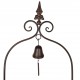 Grande Grille Clochette Treillis Tuteur à Fleurs Plantes et Fleurs de Lys en Fer Patiné Marron 6x35x167cm
