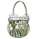 Petite Jardinière Façon Panier Pot de Fleur Bac de Plantation en Métal Vert 21,5x21,5x33cm