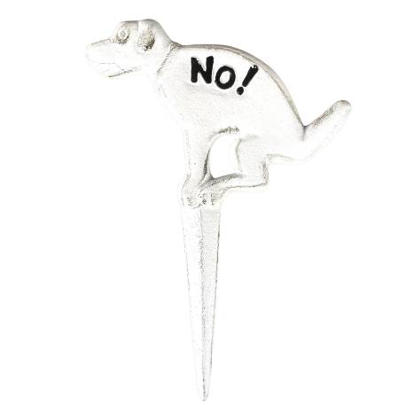 Chien à Piquer en Extérieur ou Intérieur Décoration de Jardin Silhouette Animal en Fonte Patiné Blanc 1x23,5x32,5cm
