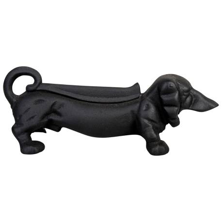 Gratte Pied Teckel Décrottoir à Chaussures Hubert Fonte Patinée Noire Décoration de Jardin Chien 12,2x12,5x32,2cm